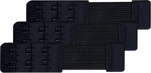 Sæt med 3 bløde, komfortable bh-forlængere med 2 hægter, 10 cm x 2,5 cm