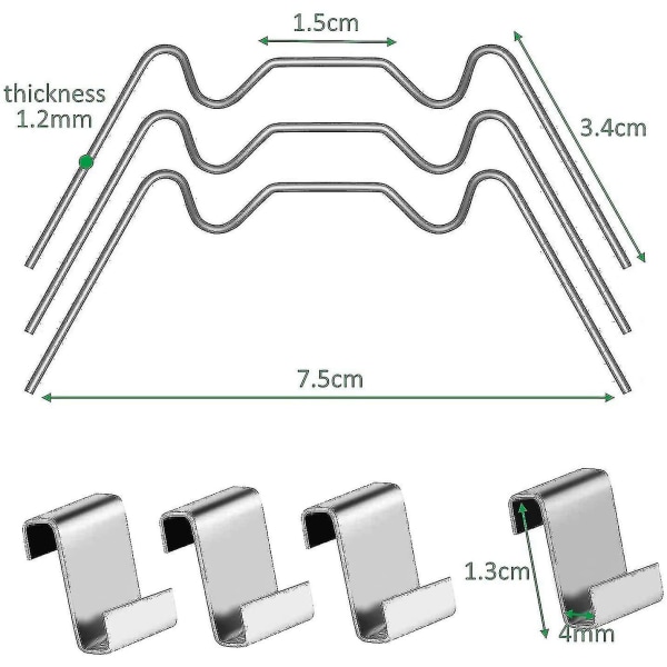 100 st Glasrutespänningsklämmor Mindre Stål, 50x W-trådsklämmor