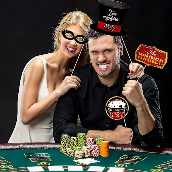 Las Vegas Casino Fotoboks Rekvisitter Sjov Diy Poker Tema Selfie Rekvisitter Kit