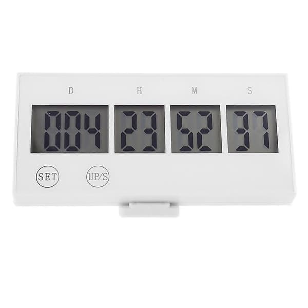 Digital 999 Dages Nedtællingsur Timer Magnetisk Bagside til Ferie Pensionering White