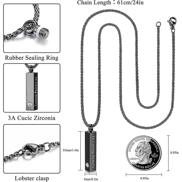 Urna kaulakoru tuhkalle miehille Ketju kaulakoru Urna riipukset tuhkalle Hopea Musta Kuutio Urnat ihmisen tuhkalle Muistohautausuurna Locket Muistourna Je