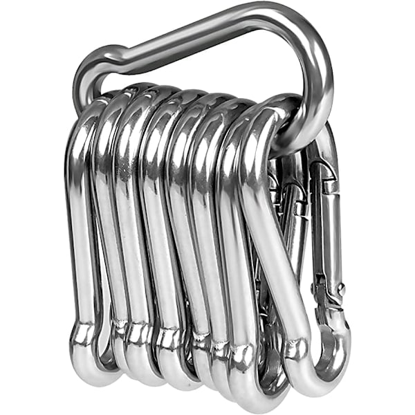 10 stk. karabinkroker, 316 rustfritt stål, små karabinkroker, nøkkelringklips for utendørs, fotturer, kroker for løftehjelpemidler og håndtak 6*60mm