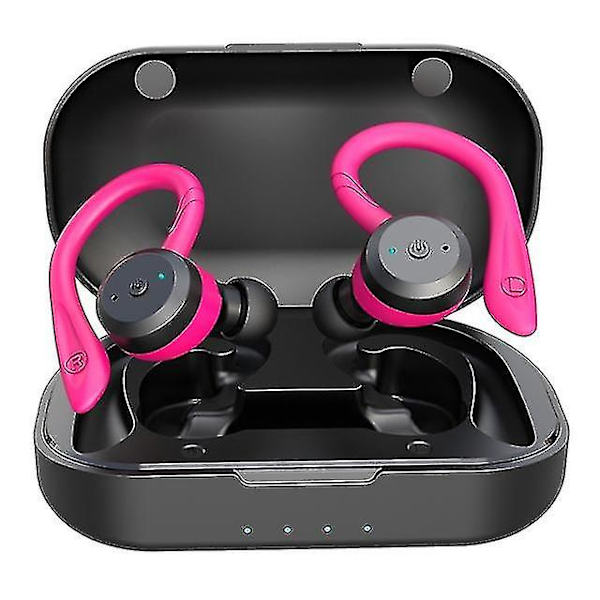 20 Timers Spilletid Vandtæt Bluetooth Hovedtelefoner Dobbelt Bærbar Sports Trådløse Hovedtelefoner Tws Ipx7 Øretelefoner Stereo Z pink