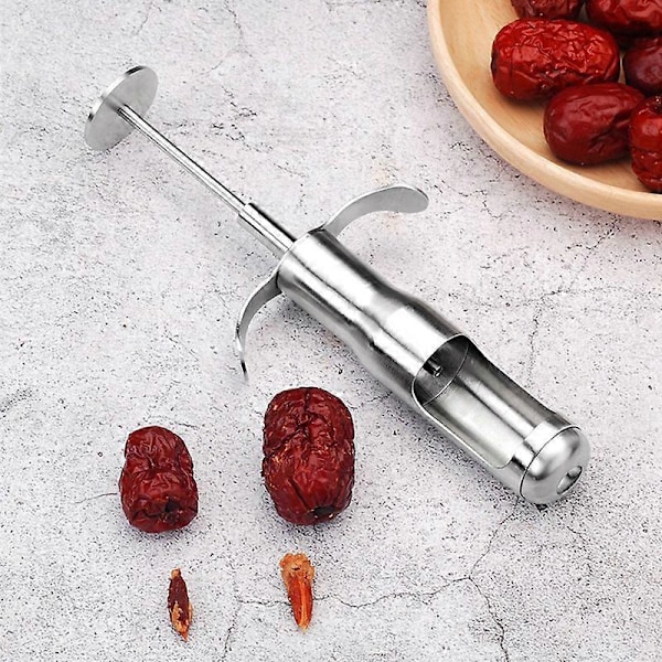 Rød daddel-jujube-udstener i rustfrit stål, kirsebær-oliven-udkerner, frugtkernefjerner til hjemmekøkken, værktøj til at skubbe frø ud, tilbehør Betterlifefg
