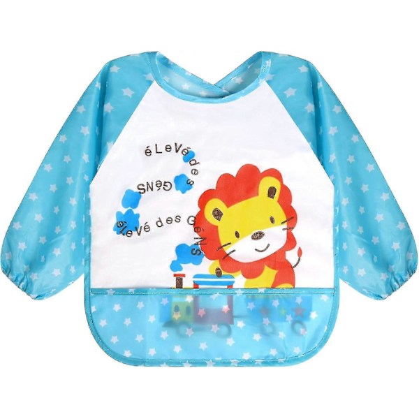 5 kpl Pitkähihaisia Vauvan Lätkiä, Vedenpitävä Hihainen Lätkä, Taaperon Vauvan Lätkiä 6-36 Kuukaudelle 4pcs-blue Yellow Closure-6-36 months