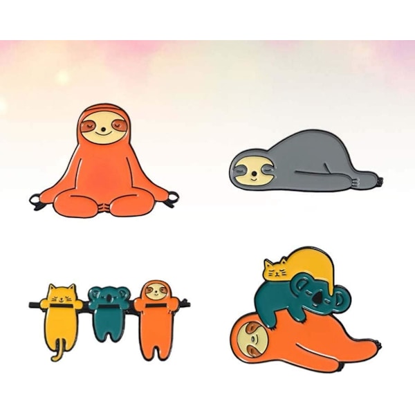 4 stk. søde emaljenåle sæt alpaca dovendyr badges broche nåle til tøj tasker jakker tilbehør DIY håndværk