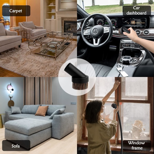 2 stk støvsugerhoder og tilbehør Universal erstatning Rund hestehår støvsuging dysemunnstykke rengjøringsbørsteverktøy 32mm
