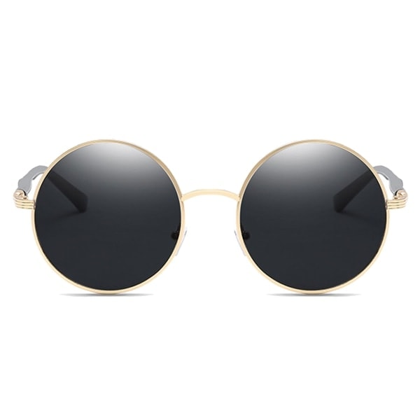 Sort runde solbriller i guld med mørke glas Retro sort sort