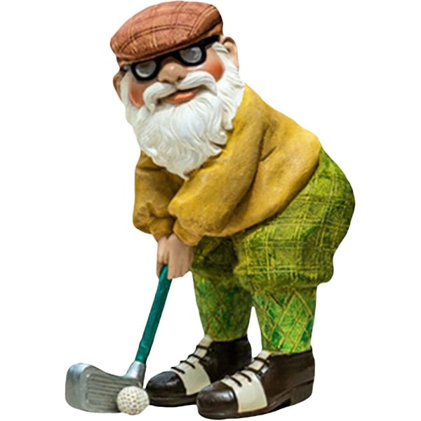 Havegnom, Havedekoration, Sjovt Havegnom Til Udendørs, Gnomer Spiller Golf, Kan Bruges Som Gave Eller Dekoration