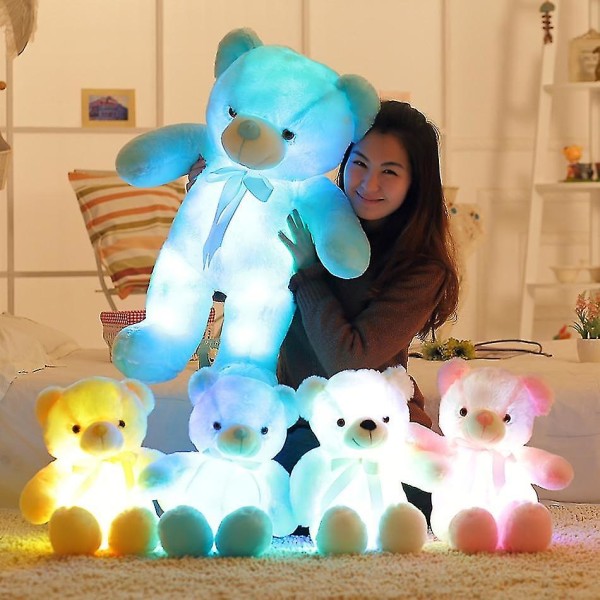 32-50 cm lysende kreativt lys op led bamse udstoppede dyr Plyslegetøj Farverig glødende bamse B (gratis forsendelse)