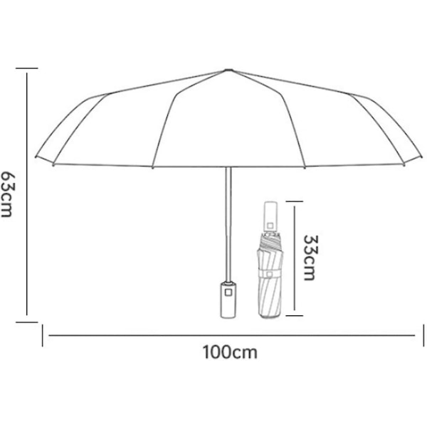Automaattinen kokoontaittuva sateenvarjo LED-taskulamolla Black