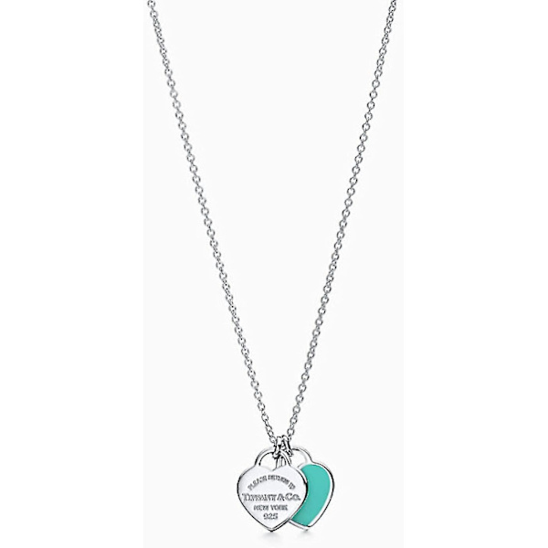 Dubbel hjärtformad emalj halsband 925 sterling silver charm smycken rosa hänge söta mode halsband kompatibla kvinnor