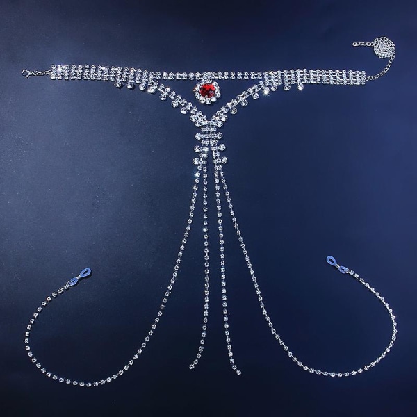 Boho Rhinestone Underkläder Silver Chain Crystal Trosa Bikini G-string Kroppssmycken Tillbehör För Kvinnor Och Flickor