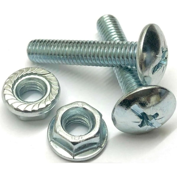 M6 X 20mm Katto- ja kaapelikanavan pultti laippa mutterilla M6 (6mm) X 20mm Kattokaapelikanavan pultti kupolikanta sahalaitaisella kuusikulmaisella laippa mutterilla teräs - 20 kappaleen pakkaus