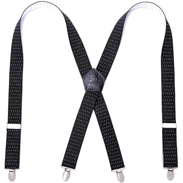 Herrhängslen Starka metallklämmor 4 X rygg Hållbara elastiska justerbara hängslen Heavy Duty Herrhängslen (svart och vit)