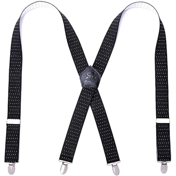 Mænds Seler Stærke Metal Klips 4 X Ryg Holdbar Elastisk Justerbare Seler Heavy Duty Mænds Seler Black and White