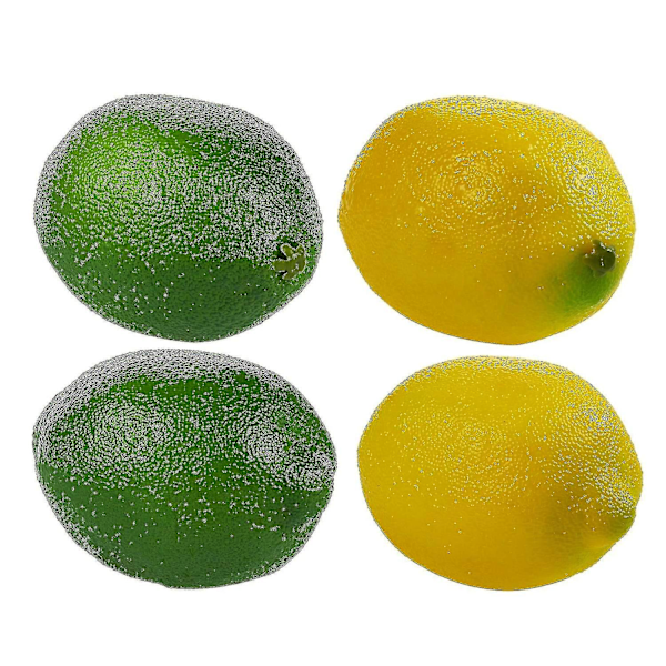 Konstgjorda citroner och limefrukter, dekorativa falska frukter - Set om 12 yellow lemon