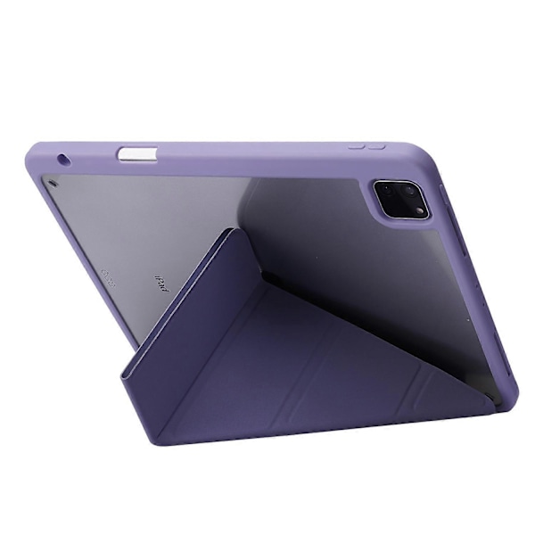 Fodral för iPad Pro 12,9-tum (2021)/(2020)/(2018) Surfplatta Auto Wake/Sleep Origami Ställ PU Läder + Akrylskydd Purple