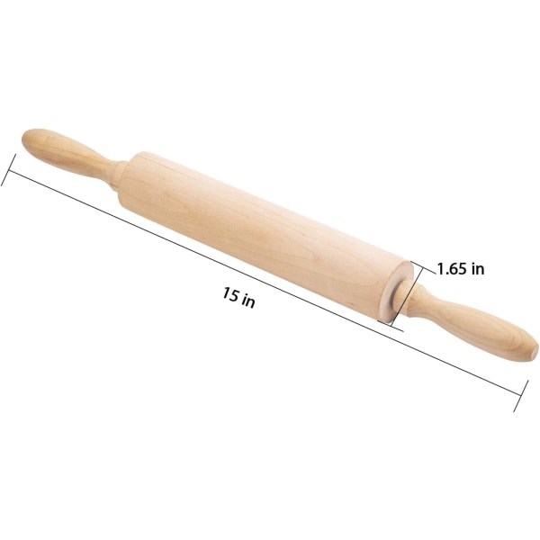 Classic Wood Rolling Pin for Baking - Essential Wooden Tool for Making Cookie, Fondant, Pizza, Pastry, Pie, Bread, Tortilla, Pasta, etc