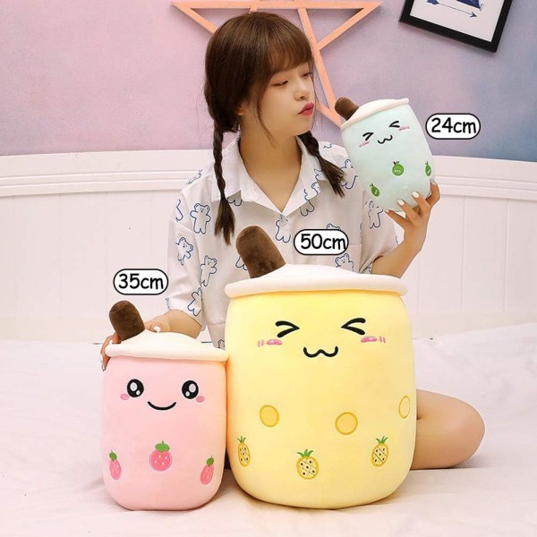 Söt Cartoon Boba Milk Tea Mjuk Plyschdocka, Jätte Boba Bubble Plushie Fylld Tekopp Kudde Presentleksaker - Pink 50cm