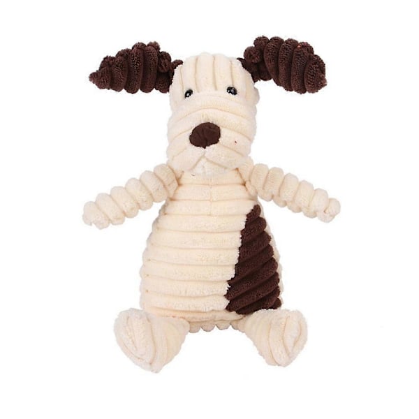 Plush Hundeleksaker Djurformade Bita-Resistenta Pipande Leksaker Corduroy Hundeleksaker för Små Hundar Valpar Husdjur Träningstillbehör white dog