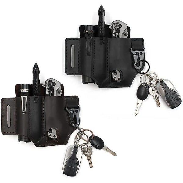 Multifunktionellt bälteshölster, läder Edc-organisatör för män, Leatherman-hölster med pennhållare, nyckelhållare, ficklampa hölster, läder Edc-hölster