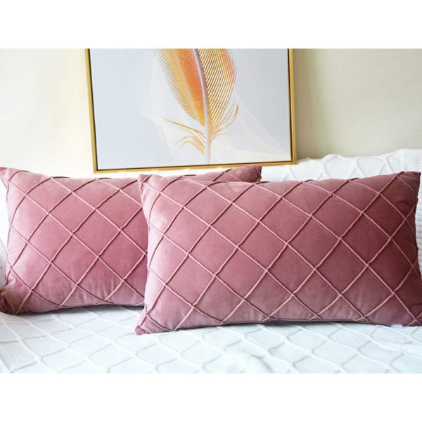 Sammetskuddfodral (2-pack) Eleganta rektangulära kuddfodral Rutigt mönster Mjuka kuddfodral för soffa sovrum Heminredning 12x20 tum