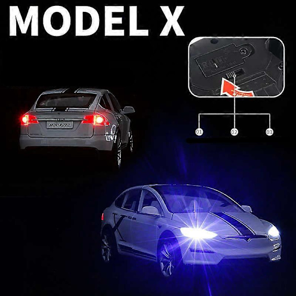 1:24 Tesla Model X SUV Seosautomalli Painevalettu Metalliauto Ajoneuvomalli Simulaatio Ääni- ja Valokokoelma Lasten Lelulahja Red