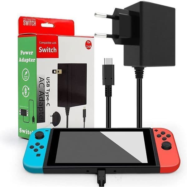 AC-strømadapter for Switch/OLED/Lite – PD hurtiglader (USB Type-C, 15V/2.6A) – Støtter TV-modus
