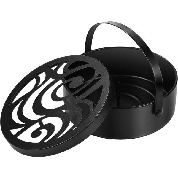 Hyttyskierrepidike, savukiepit, pidike, hyttyskierrepidike, pyöreä rautalaatikko, suitsutussuppilo, pidike, kannettava savupidike