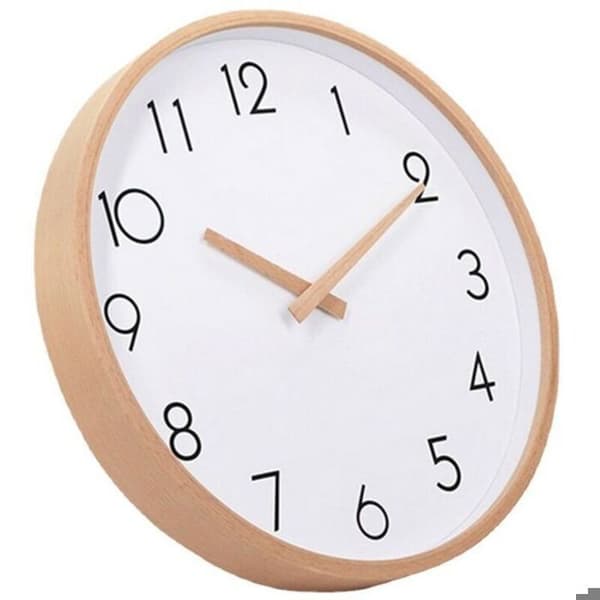 Tyst klocka i massivt trä - Minimalistisk design - Nordisk stil - Väggklocka i trä (träeffekt)