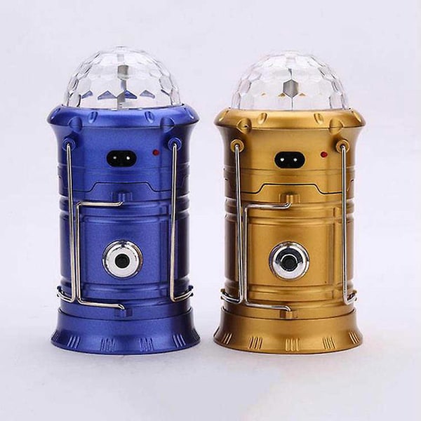 Solar Led Lantern Light Uppladdningsbar Outdoor Camping Ficklampa Torch Stage Disco Lamp Gold