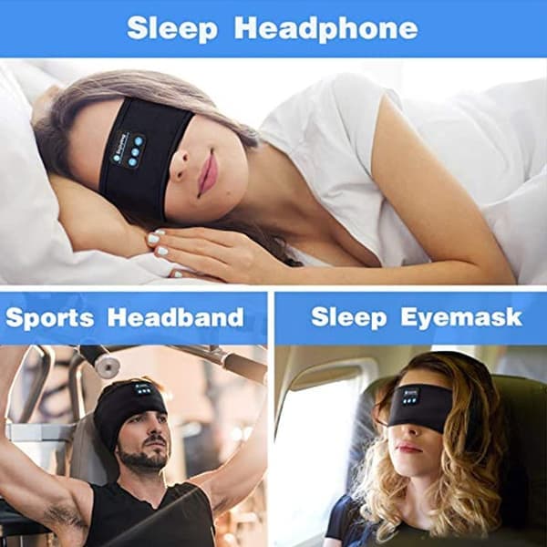 Sovehodetelefoner - Pannebånd og øyemaske med Bluetooth-hodetelefoner Black