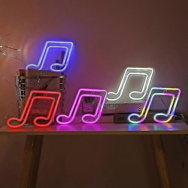 Neonlampe med musikknoter, modellbelysning for romdekorasjon