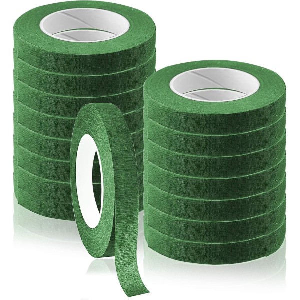 Blomsterbånd Buket Stængel Wrap, 15 Ruller Grøn Blomster Stængel Wrap Tape Blomsterklæbebånd (1cm Bred)