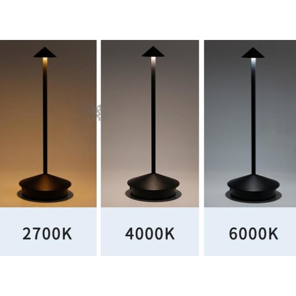 För Pina Pro Aluminium Dimbar LED-bordslampa, IP54 skyddsklassad, pluggladdningsbas, H29cm, EU-kontakt