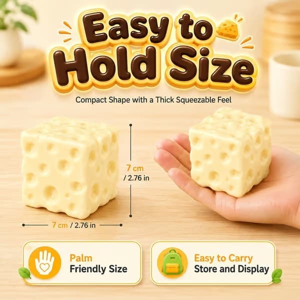 Cheese Squishy Legetøj Stress Jumbo Squeeze Squishies Afstressende Fidget Legetøj Formbar Kæmpe Oste-blok Stress Blød Mad Sensorisk Formet til Voksne Gave