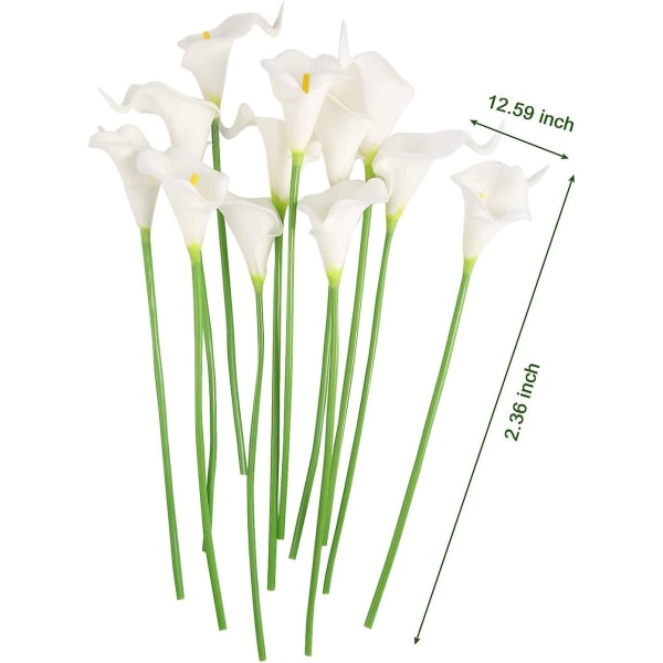 12 stk. Kunstige Calla Lily Kunstige Blomsterbuket Hvide Kunstige Calla Lilier Med Stilk Til Fest, Havedekoration