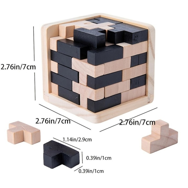 3D Träpussel IQ Hjärngympa 54t Kub Trä Interlocking Spel Jigsaw Lärande Pedagogisk Leksak För Vuxna Barn Pusselentusiaster Present