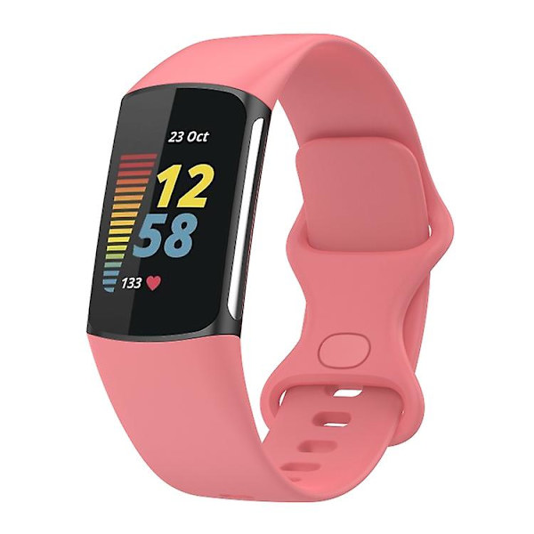 Til Fitbit Charge 5 silikone urrem Red L