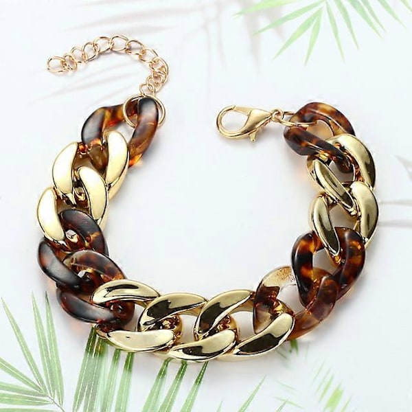 Shixin Hip Hop Overdrevet Tyk Led Kæde Armbånd Til Kvinder Ccb Materiale Store Brede Armbånd Mode Hånd Kæder Smykker S07-6