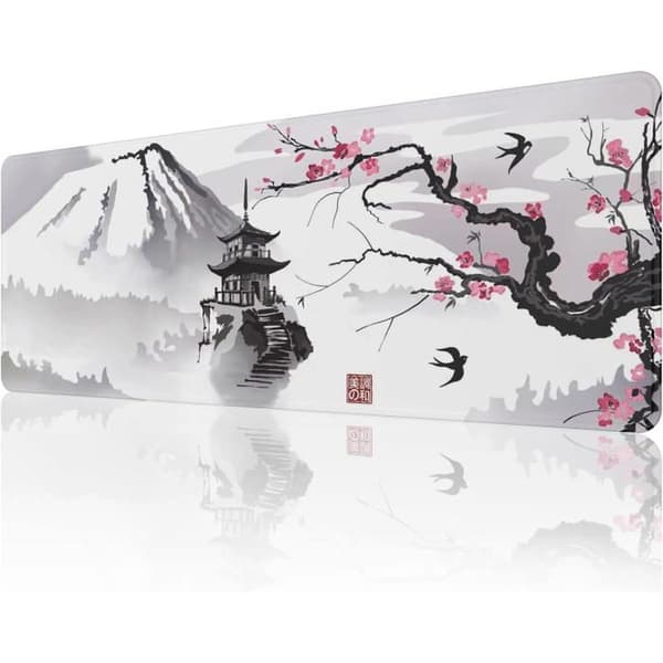 Musemåtte - HAUTSTORE - Japansk Kirsebærblomst - 800x300mm - Skridsikker base - Blødt stof