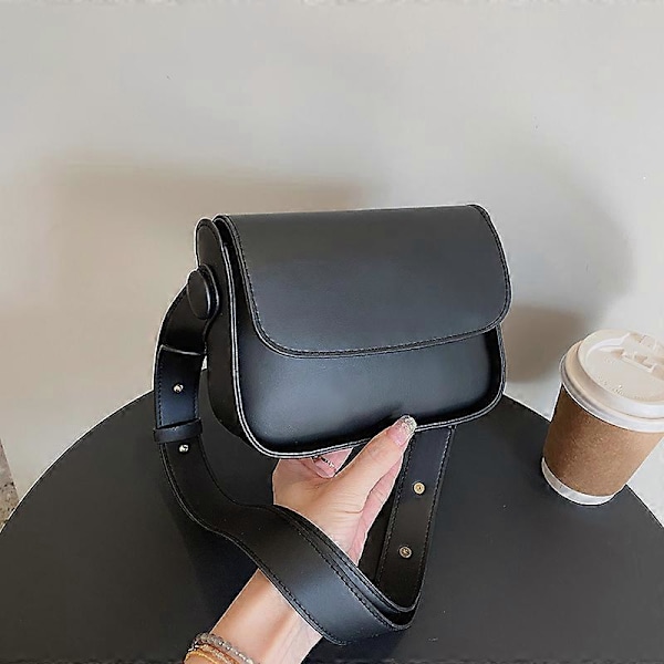 2022 Retro Casual Dame Tote Skuldertaske Mode Tekstur Alsidige Crossbody Tasker PU Læder Spænde Håndtasker Luksus Designer Black 18.5x14.5x6.5cm