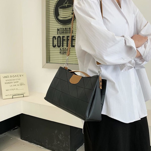 Dam Crossbody Axelväska Enkla Handväskor Med Dragkedja Innerficka Black With Khaki