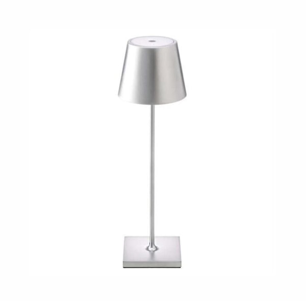 Dimbar sladdlös bordslampa 3-vägs sladdlös aluminiumlampa för att läsa Yaying Silver