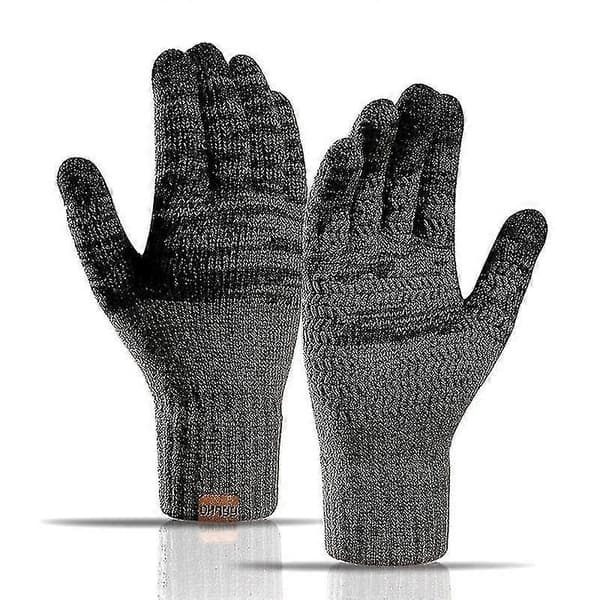 Strikkede vinterhandsker til damer og herrer, cashmere strikkede damehandsker, varme tykke handsker til efterår og vinter, touch screen ski handsker Dark gray