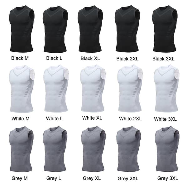 Version Ionic Formende Vest, Ærmeløs Ionic Formende T-shirt til Mænd White 3XL