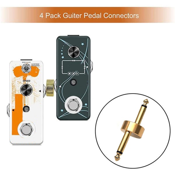 4 stk gitareffekt pedal jack kontakt plugg metall lodde tilkobling kobling sveiv jumper patch