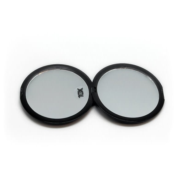 10x Forstørrelse Kompakt Dobbeltsidet Spejl - Kosmetikspejl - Sort