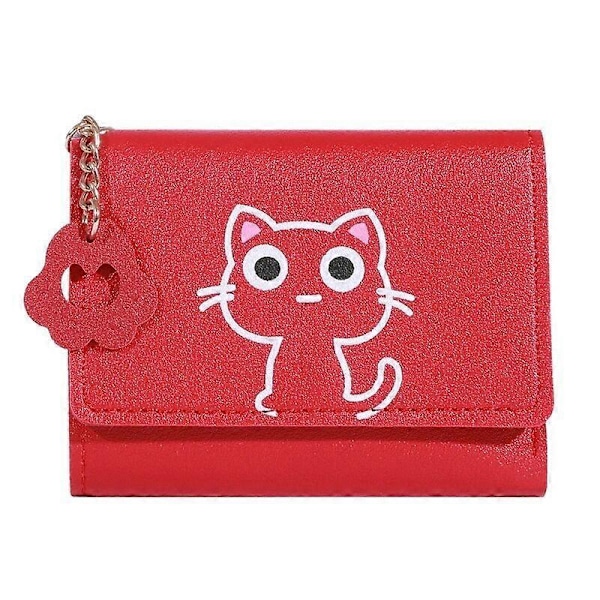 Liten Lommebok Dame Katt Kort Brettet Personlig Student Søt Mini Mote Lommebok Null Lommebok wine red